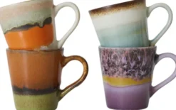 70s ceramics espresso mugs retro set of 4