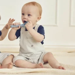 Seersucker stripe overalls baby