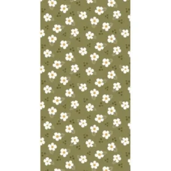 Serviet 10x20 cm grøn m/hvide blomster 16 stk/pk