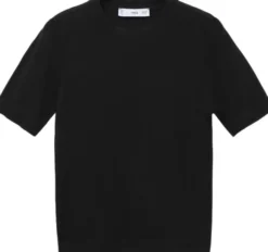 Short-sleeved fine-knit sweater