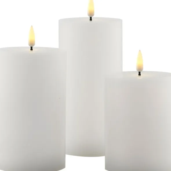 Sille Genopladelig 3 stk sæt, Ø7,5xH10/12,5/15cm, Hvid
