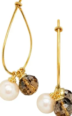 Siv Pearl/Smokey Quartz Earrings - Gold