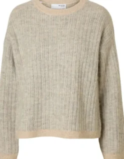 SLFALVA LS KNIT STRIPE O-NECK