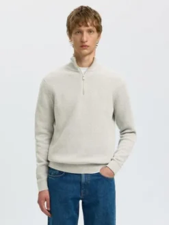 SLHDANE LS KNIT STRUCTURE HALF ZIP