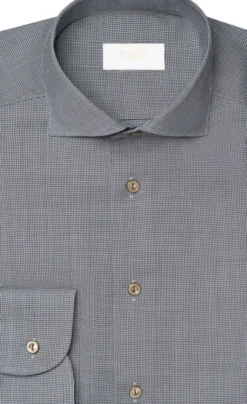 Slim Fit Brown Houndstoothmerino Wool Shirt