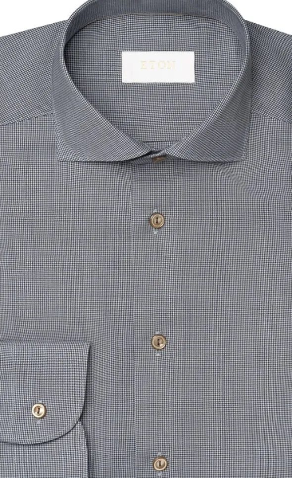 Slim Fit Brown Houndstoothmerino Wool Shirt