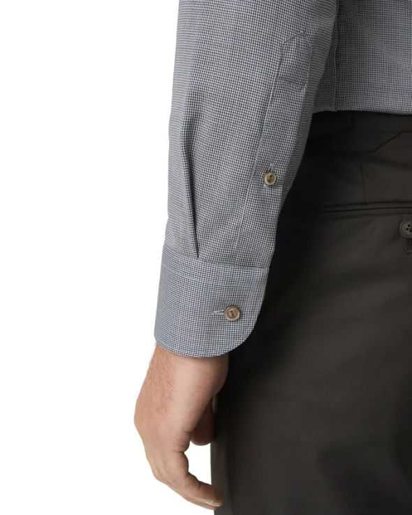 Slim Fit Brown Houndstoothmerino Wool Shirt