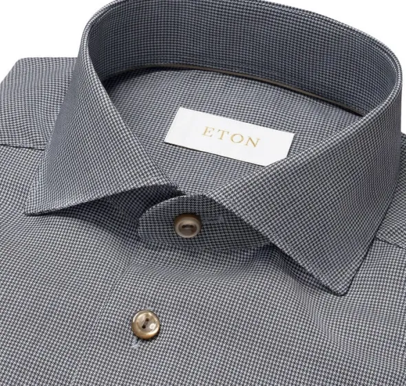 Slim Fit Brown Houndstoothmerino Wool Shirt