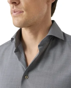 Slim Fit Brown Houndstoothmerino Wool Shirt