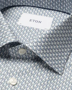Slim Fit Light blue Parrot Print Signature Twill Shirt