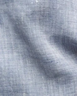 Slim Fit Light blue Solid Plain Weave Linen Shirt