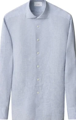 Slim Fit Light blue Solid Plain Weave Linen Shirt