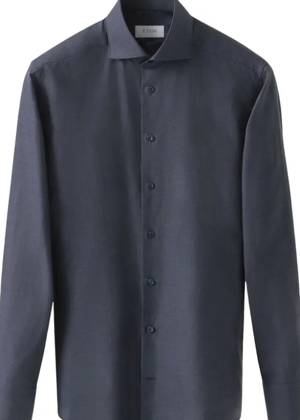 Slim Fit Navy Blue Semi Solid Signature Dobby Shirt
