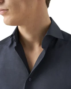 Slim Fit Navy Blue Semi Solid Signature Dobby Shirt