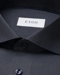 Slim Fit Navy Blue Semi Solid Signature Dobby Shirt