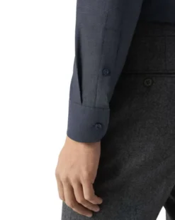 Slim Fit Navy Blue Semi Solid Signature Dobby Shirt