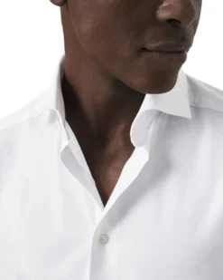 Slim Fit White Solid Four-Flex Stretch Shirt