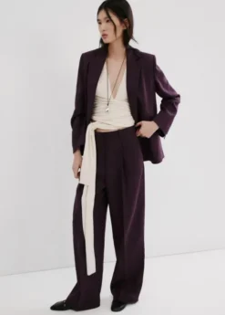 Straight-fit linen suit trousers