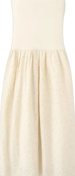 Strapless dress with broderie angla