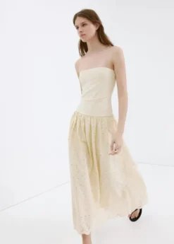 Strapless dress with broderie angla