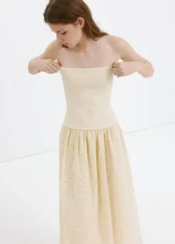 Strapless dress with broderie angla