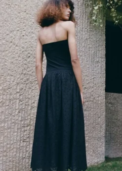 Strapless dress with broderie angla