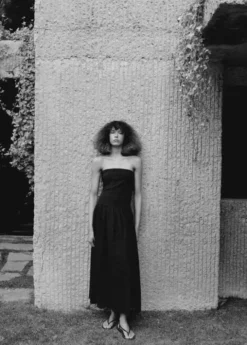Strapless dress with broderie angla