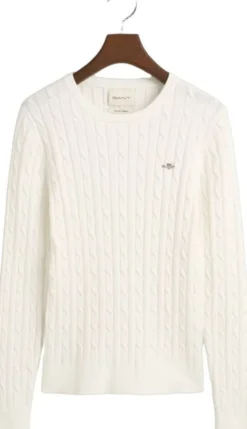 STRETCH COTTON CABLE C-NECK