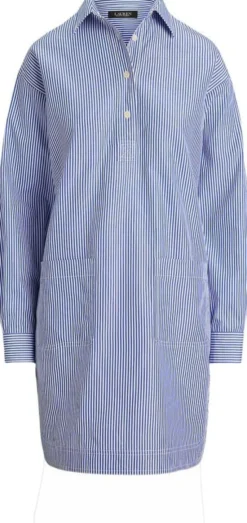 Striped Cotton Broadcloth Shirtdress
