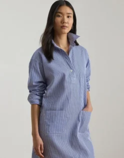 Striped Cotton Broadcloth Shirtdress
