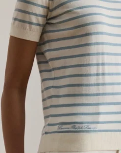 Striped Cotton Short-Sleeve Sweater