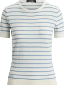 Striped Cotton Short-Sleeve Sweater
