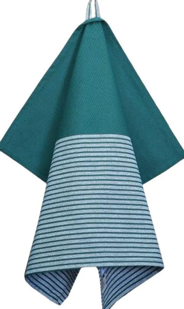 Tea Towels 50x70 cm MIX - Randig dark green