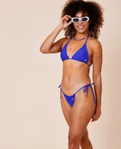 Tembuku adjustable string bikini bottom - Cartel Blue