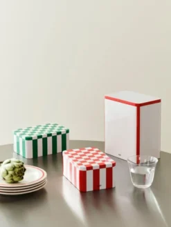 Tin Container-Small-Red and off-whi