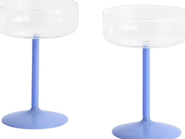 Tint Coupe Glass-Set of 2-Clear and jade light blue