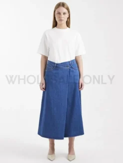 TSABBY WRAP DENIM MIDI SKIRT DB DNM