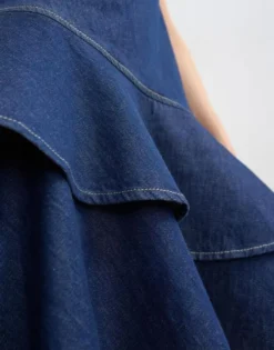 TSANNIE DENIM RUFFLE DRESS BLUE DNM