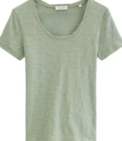 T-shirt, deep round neck twisted