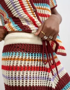 TSKAIA HR CROCHET STRIPPED KNIT SHO