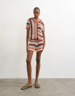 TSKAIA HR CROCHET STRIPPED KNIT SHO