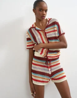 TSKAIA HR CROCHET STRIPPED KNIT SHO