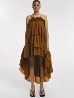 TSYVONNE SL FRILL MIDI DRESS WVN