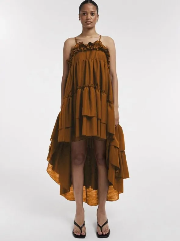 TSYVONNE SL FRILL MIDI DRESS WVN