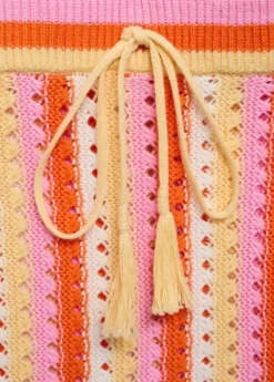 Two-tone striped cotton crochet skirt