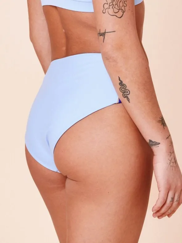 Ubud Colorblock high-waisted bikini bottom - Clear/Cartel Blue