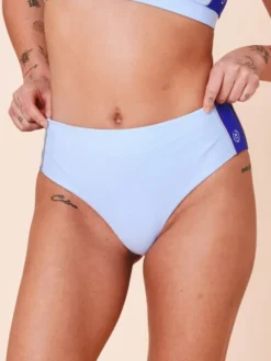 Ubud Colorblock high-waisted bikini bottom - Clear/Cartel Blue