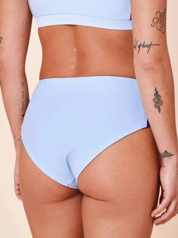 Ubud Colorblock high-waisted bikini bottom - Clear/Cartel Blue