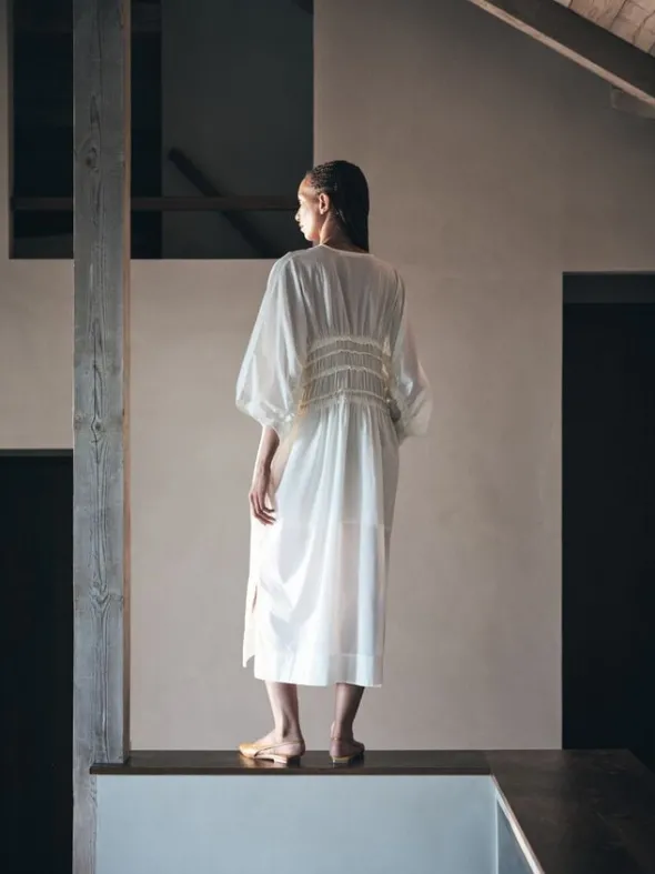 Voile frill gathered dress - Ina