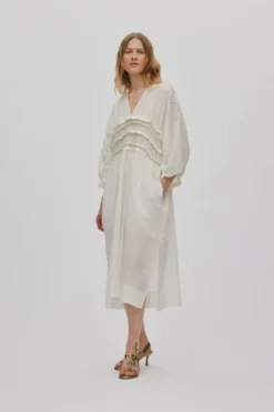 Voile frill gathered dress - Ina